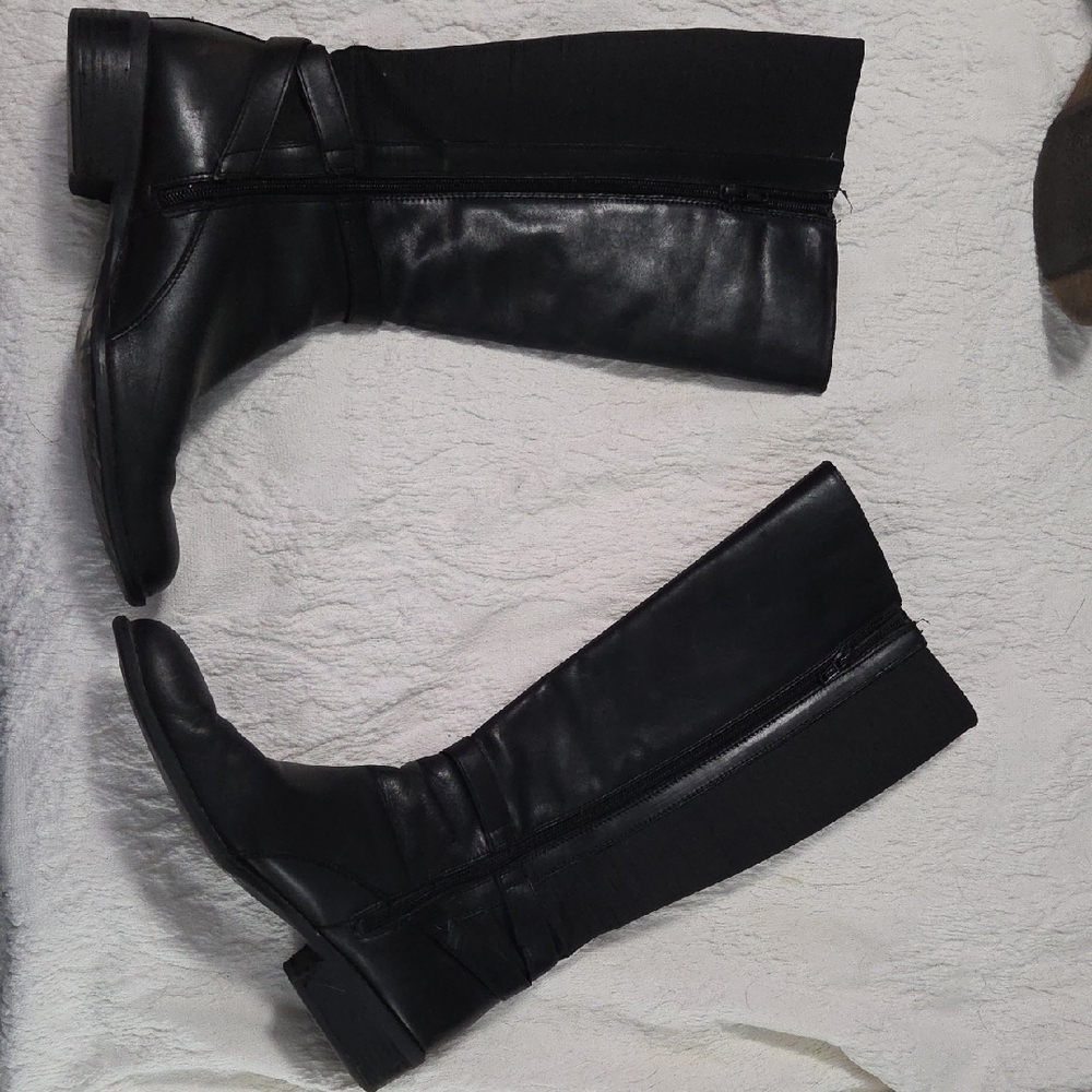 Black Leather Knee-High Boots